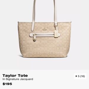 Coach Taylor Tote in Beige Jacquard
